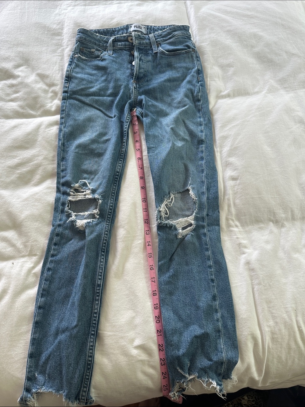 PAIGE Hoxton Ankle Peg Medium Blue Straight-Leg Jeans